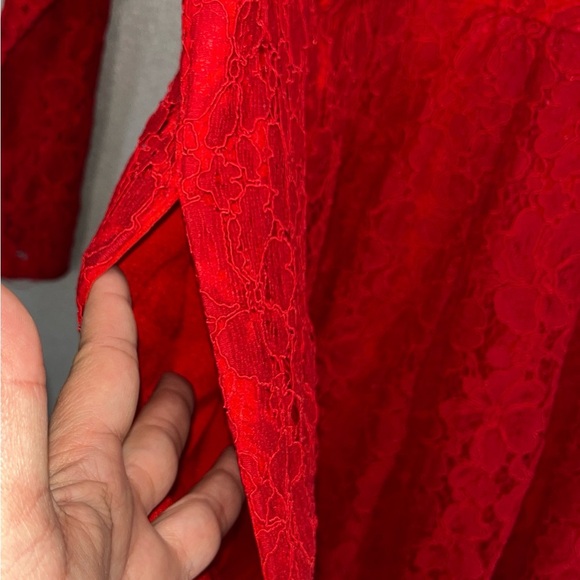 Eloquii Red A-Line Midi Dress with Bishop Sleeves - Picture 12 of 13